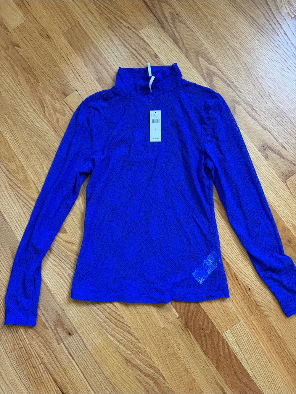 Anthropologie Cobalt Blue Long-Sleeve Mock Neck Top